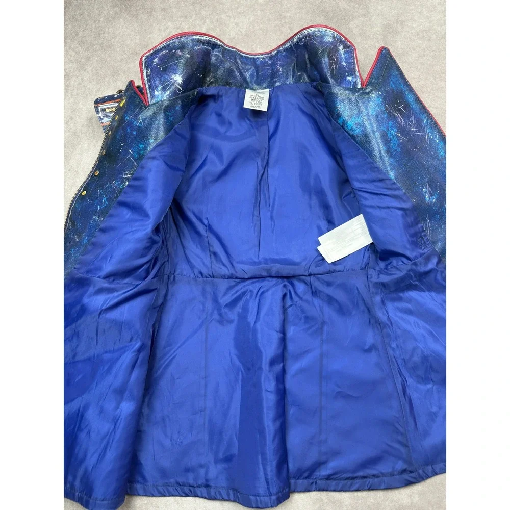 Disney Store Descendants 2 Mai Jacket Kids‎ 5/6 Blue Faux Leather Studded Moto - Picture 14 of 16